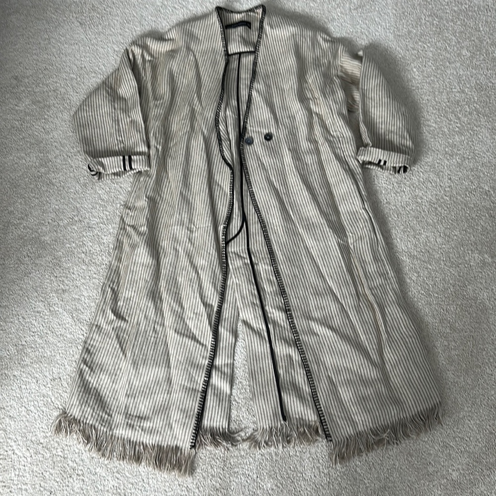 Zara throw on coat with fringe detail